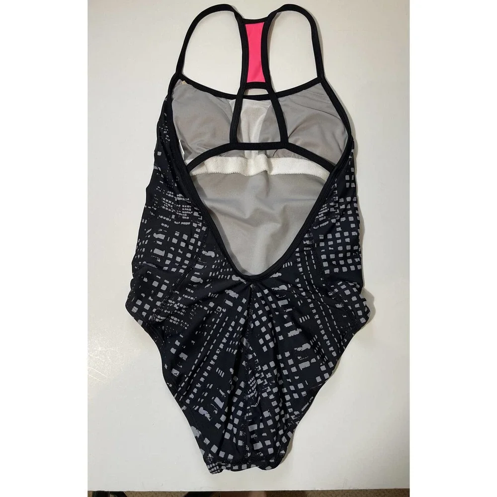 CHAMPION One Piece Racer Back Swimsuit Women’s S Black Gray Nylon Spandex - Picture 2 of 5